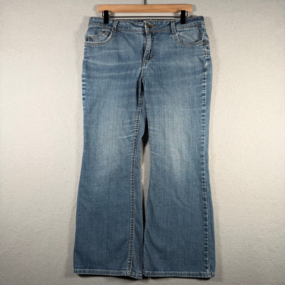 LEI Sophia Hiphugger Flare Jeans Blue Medium Wash Juniors 13 Short Y2K Denim